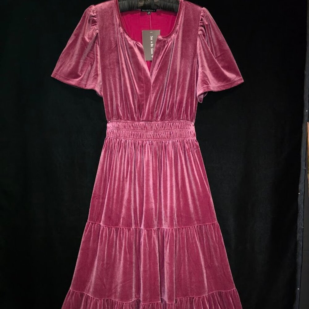 NWT See N Be Seen Velvety Tiered Maxi Dress Plum 1X